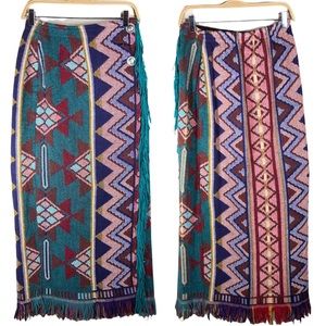 Vintage Southwest Aztec blanket wrap skirt, Medium